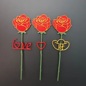 Set magnete da frigorifero rosa artificiale stampata in 3D regalo creativo San Valentino