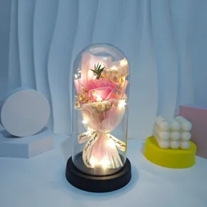 Soap rose flower bouquet acrylic lampshade led night light romantic gift for valentine's day
