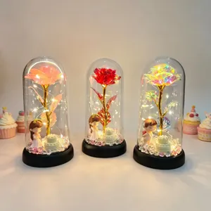 Konservierte Rose Glaskuppel Nachtlicht romantisches Paar Geschenk Tischdekoration