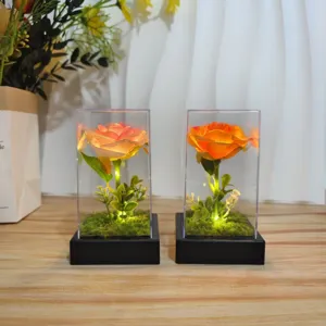 Eternal rose LED night light in clear display box romantic gift for girlfriend decor