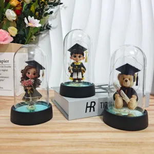 Graduation acrylic cover LED night light, cartoon student and bear ornament gifts for students.