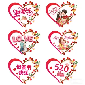 Waterproof Crystal Love Heart Stickers For Valentine Day Mother Birthday Greeting Card DIY Decoration PVC Paper