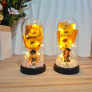 Graduation sunflower acrylic dome night light gift, cute cartoon student ornament desktop decor