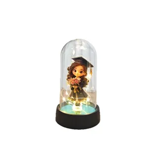 Graduation acrylic dome glowing ornament cartoon student gift mood night light main view