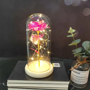 LED gold foil rose glass dome light romantic Valentine's Day gift home decor table lamp