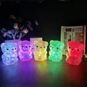 LED colorful glitter gummy bear night light bedroom bedside ambient lamp gift 1pc