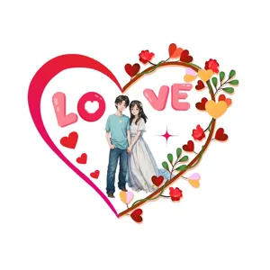 Illustration graphique de couple romantique avec cœur pour cadeaux personnalisés et décorations.