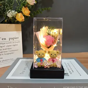 Cubierta de cristal flor de jabón rosa eterna regalo pareja decoración detalle