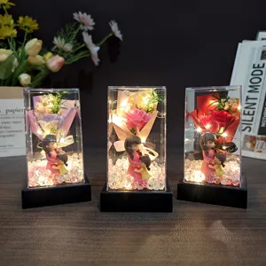 LED Rosa Ramo Caja de Regalo Dia de la Madre San Valentin Decoracion Adorno Luz Hermosa