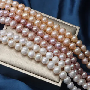 Perle di acqua dolce quasi rotonde 9-10mm per la creazione di gioielli fai da te