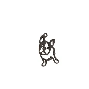 Pendentif bouledogue français en acier inoxydable trou unique breloque DIY pour bijoux.