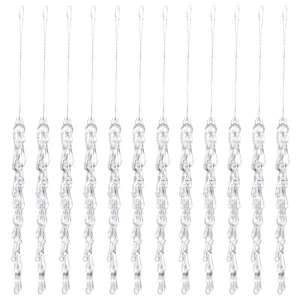 Ornements de glaçons en acrylique transparent pour décoration de sapin de Noël, lot de 12.