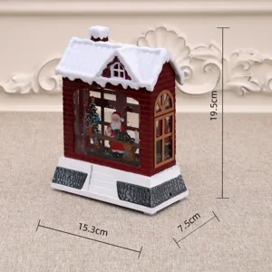 Christmas water snow lantern night light decorative ornament with Santa Claus scene, 19.5x15.3cm.