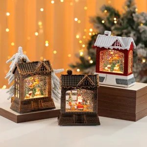 Christmas water snow globe lantern night light decorative music box holiday gift display