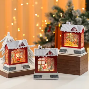 Christmas water snow lantern night light music box holiday home room table decoration gift