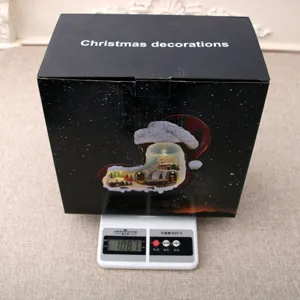 Christmas boot resin micro-landscape luminous music box packaging box detail display item