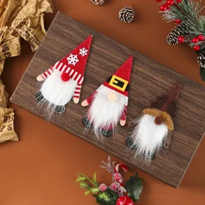 Christmas felt gnome cutlery holders set, holiday table decor fork spoon pocket bags