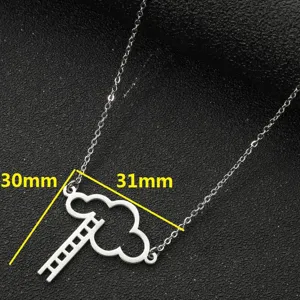 Collana con ciondolo a scala di nuvole in acciaio inossidabile, gioielli con catena da donna.