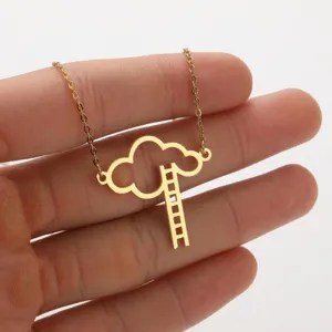 Collana con ciondolo nuvola scala in acciaio inossidabile dorato donna catena clavicola