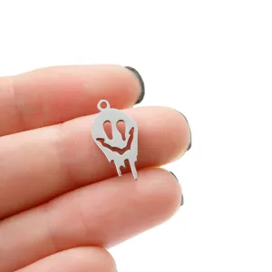 Pendentif smiley fondant en métal argenté breloque DIY fabrication de bijoux collier