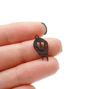 Halloween pendentif sourire fondu noir breloque DIY pour collier boucle d'oreille bijou
