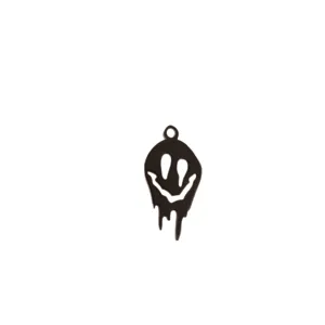 Pendentif smiley noir fondant en métal breloque DIY pour collier boucles d'oreilles