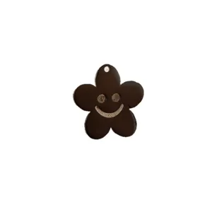 Pendentif visage smiley fleur marron en acier inoxydable accessoire mode bricolage
