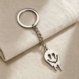Edelstahl Schmelzender Totenkopf Schlüsselanhänger Punk Gothic Halloween Anhänger Schlüsselring Skurriler Schmuck