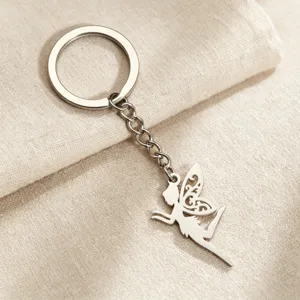 Edelstahl Schmetterlingsflügel Blumenfee Elf Pendent Schlüsselanhänger Mit Kette Fee Geschenk Schlüsselring Für Damen Mädchen