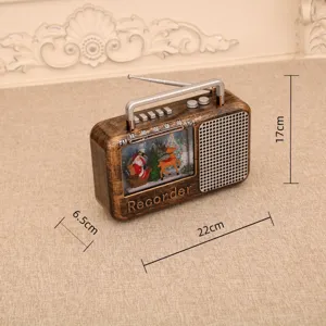 Vintage Christmas radio night light decorative ornament with music and luminous LED design.