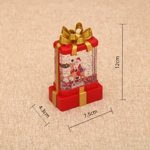 Veilleuse boule à neige boîte cadeau de Noël avec paillettes d'eau et décoration LED détails