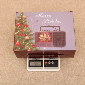 Detailed view of the creative Christmas radio music night light packaging box, premium gift.