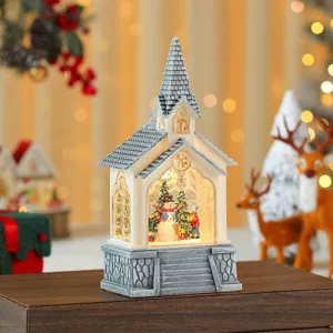 Weihnachtskirche Schneekugel Windlaterne Feiertag Heim Tischdekoration Geschenk Ornament