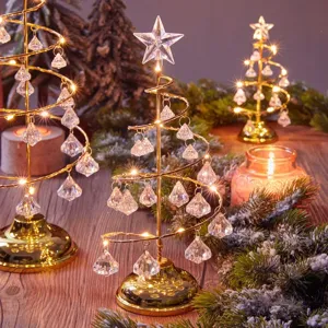 Christmas decorative iron glowing desktop crystal tree led light holiday gift ornament