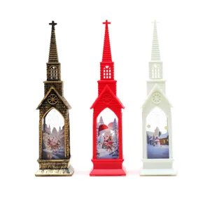 Christmas church shaped LED night light lantern festive desktop decorative ambient lamp set 3pcs