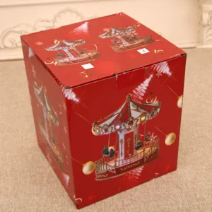 Christmas carousel music box packaging box festive decoration gift box red holiday design