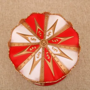 Red and white Christmas carousel music box top decoration, festive rotating ornament top.