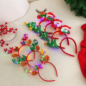 Weihnachten leuchtender Rentiergeweih Haarreif LED Licht Kopfschmuck Party Deko
