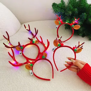 Weihnachten LED Rentier Geweih Haarreif festliche Party Haarschmuck Dekoration Requisiten
