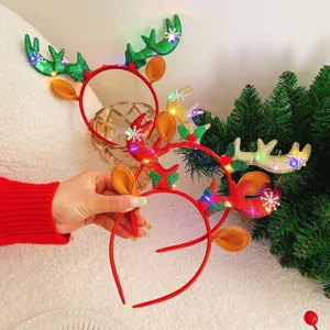 Weihnachten leuchtender Rentiergeweih Haarreif LED Licht Haarschmuck fuer Party Kostuem