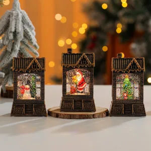 Ornements de lanterne de boule à neige de Noël, charmantes petites maisons lumineuses.