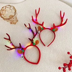 Weihnachten leuchtender Rentiergeweih Haarreif LED Licht Party Haarschmuck Festdeko.