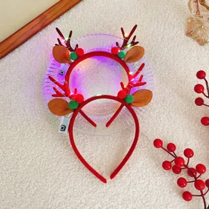 Weihnachten leuchtende Rentiergeweih Haarreif LED Licht Party Dekoration Deko Requisite