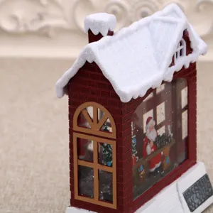 Christmas water lantern snow globe with Santa Claus, glowing LED music house decoration.