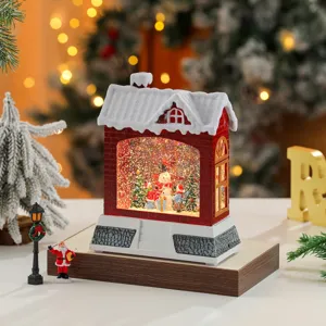 Christmas water snow globe lantern night light music box festive desktop decor gift