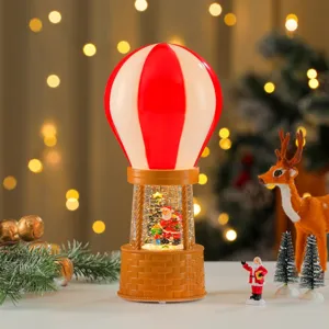 Christmas water snow globe hot air balloon music box holiday home desktop decoration gift.