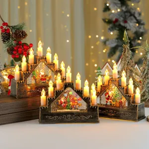 Linterna de vela de navidad bola de nieve caja de musica decoracion festiva regalo
