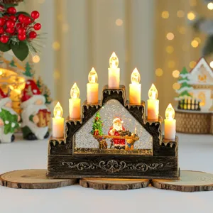 Lámpara de arco de vela con bola de nieve de Navidad, caja de música y figura de Papá Noel.