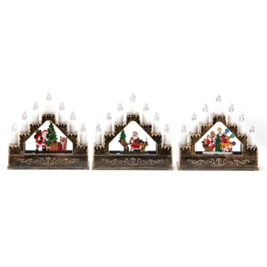 Navidad bola de nieve agua caja de música arco vela luz festiva decoración del hogar