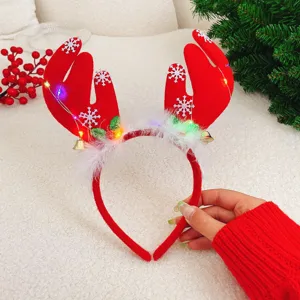 Weihnachten leuchtender Rentier Geweih Haarreif mit LED Licht, festlicher Kopfschmuck.